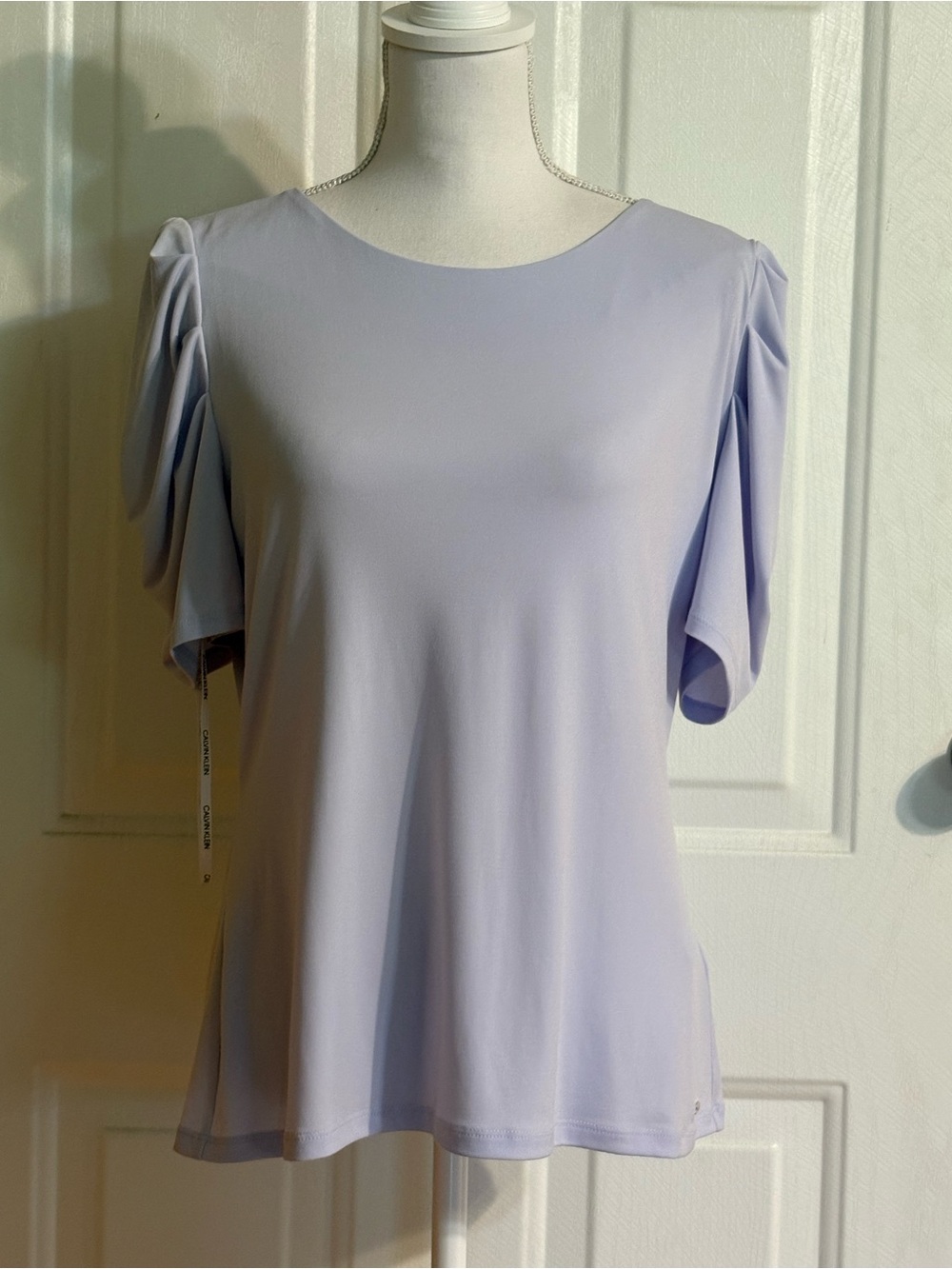 Calvin Klein Lilac Puff Sleeve Short Sleeve Top NWT size Large